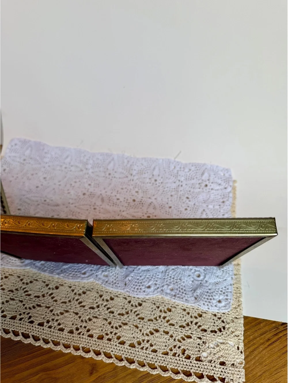 Vintage Kmart Gold Triple 5x7 Picture Frame Folding Ornate S.S. Kresge